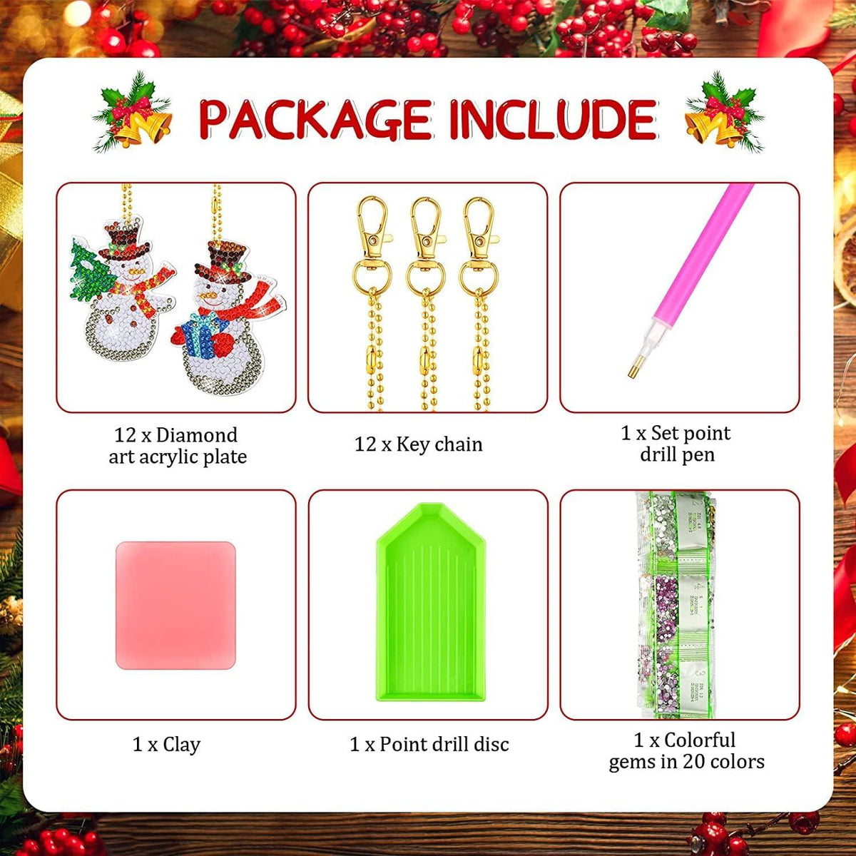 DIY 5D Diamond Painting Set Weihnachten Schlüsselanhänger 12 Stile