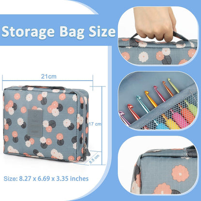 Aeelike Ergonomische Häkelnadeln Set - Blaue Blume Häkelstarter mit Anleitung