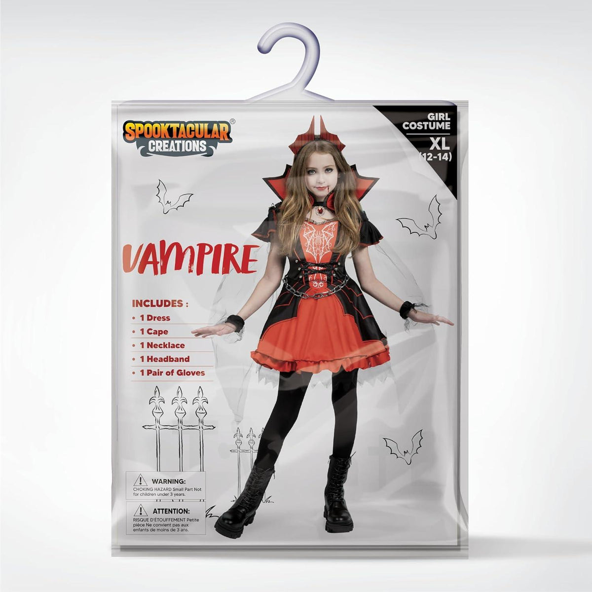 Mädchen Vampir Halloween Kostüm Dunkelrot Kleid Rollenspiel 8-10 Jahre