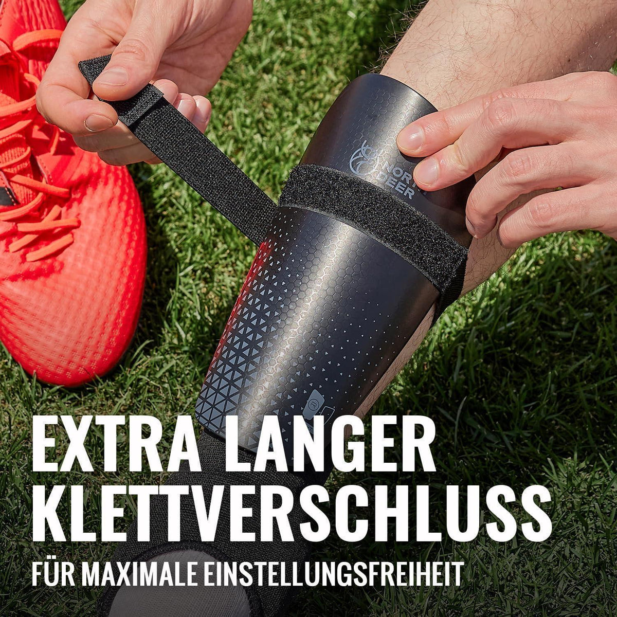 Fußball Schienbeinschoner mit Knöchelschutz, verstellbar