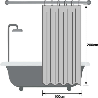 Duschvorhang 100x200 Grau Anti-Schimmel Textil Stoff Wasserdicht Trocknend