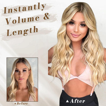 BARSDAR Clip in Extensions 5 PCS Lange Wellige Haarteil - 50 cm Helles Aschblond