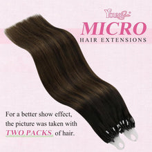 Echthaar Microring Extensions Braun Dunkelbraun Ombre