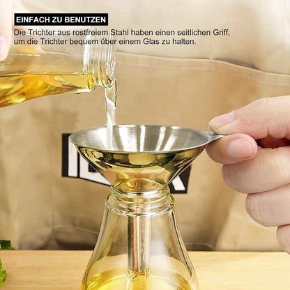 Walfos Edelstahl Trichter Set 3 Stück, Mini Küchen Trichter