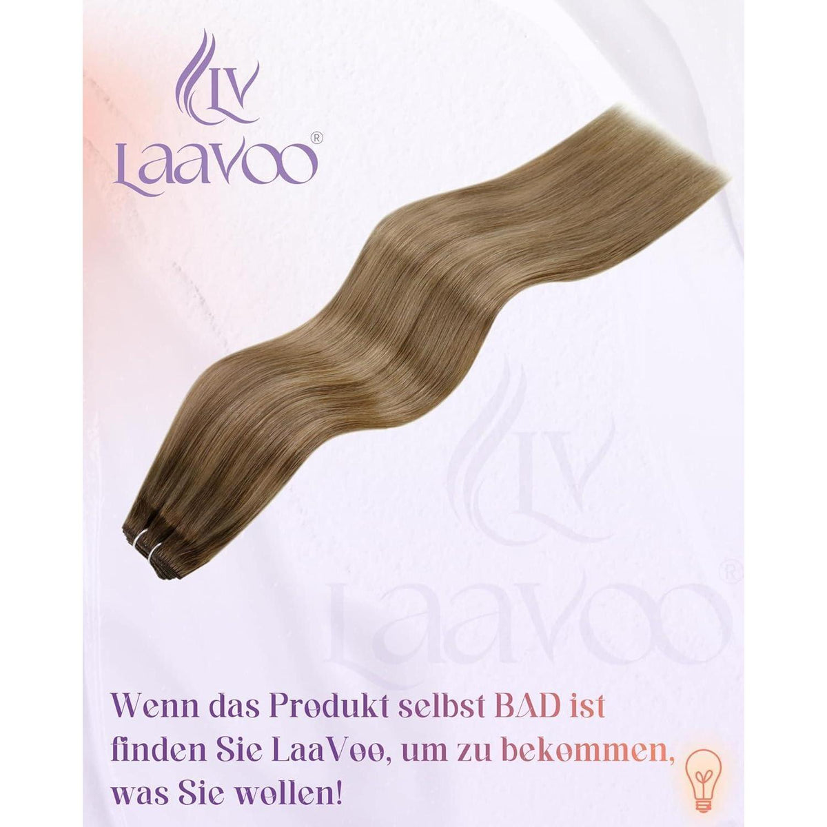 Echthaar Tressen zum Einnähen Braun Blond 55cm