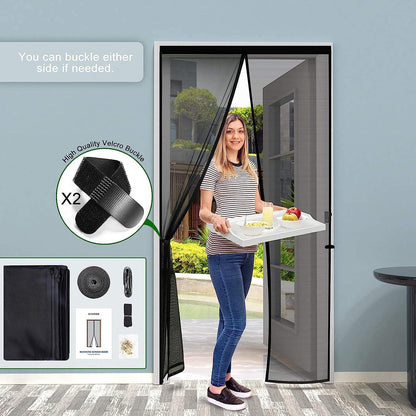 Fliegengitter Tür Magnet Vorhang Insektenschutz Schwarz 75x210cm
