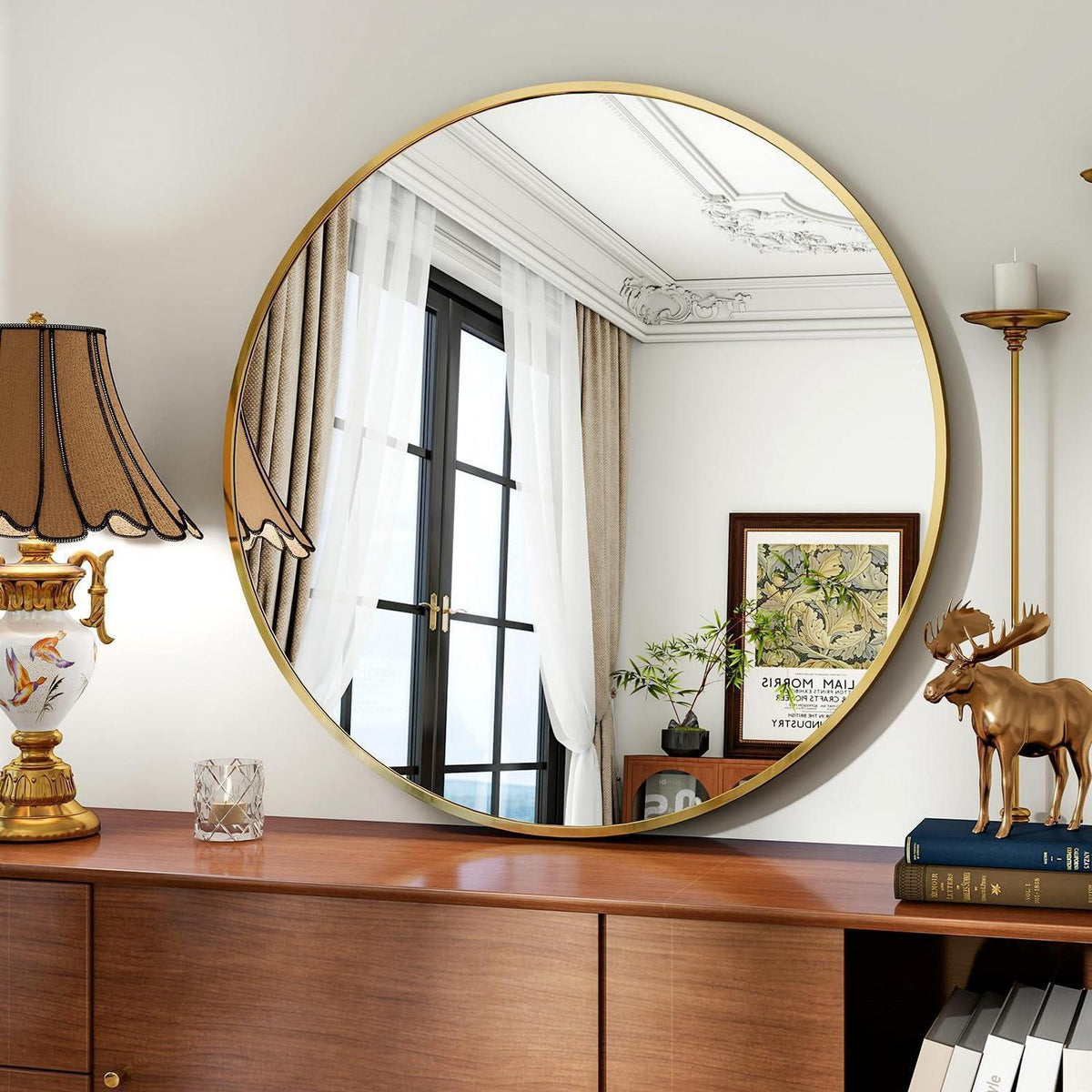 Runder Wandspiegel 80cm Gold – Moderner Badezimmer Spiegel