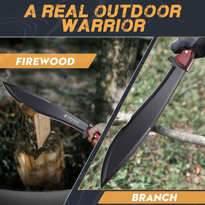 Dragon Creek Großes Outdoor Messer Full Tang Jagdmesser D2 Stahl Survival Bushcraft Hirschhorn-Griff