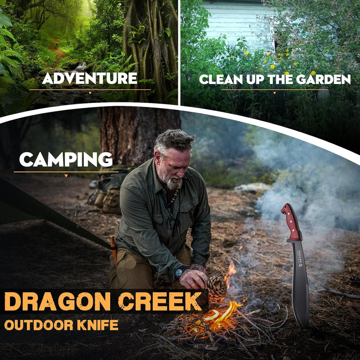 Dragon Creek Outdoor Messer D2 Stahl Jagdmesser Bushcraft Survival