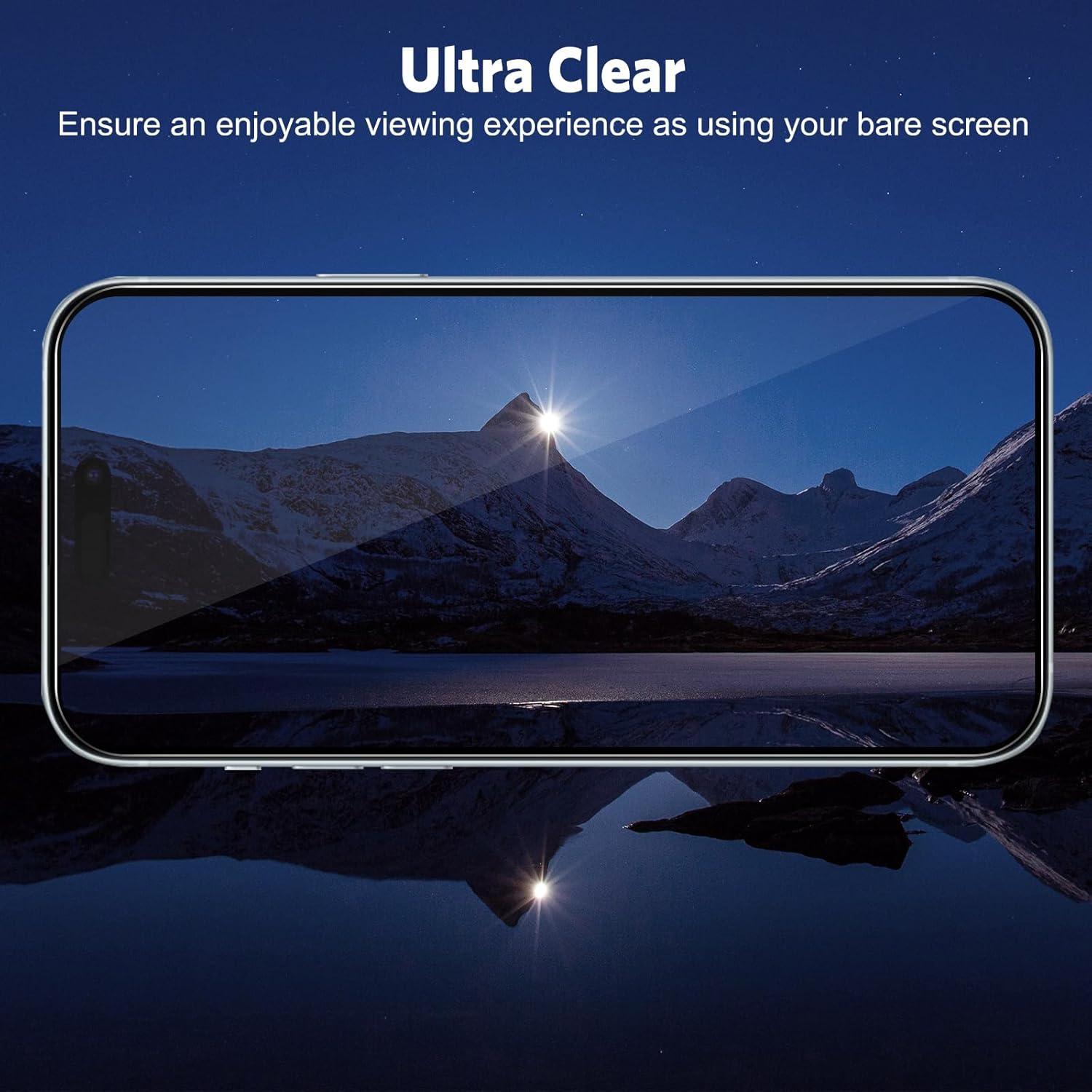 OMOTON iPhone 15 Panzer Schutzglas 9H Härte 2+2 Stück 6,1 Zoll