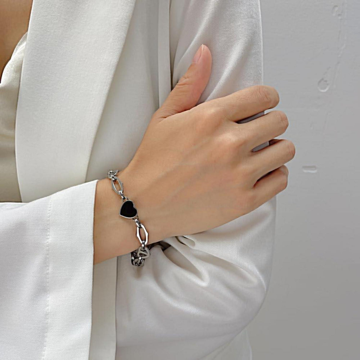 OSTAN Damen Edelstahl Armband Herz Gliederkette Gold 17+4cm Box