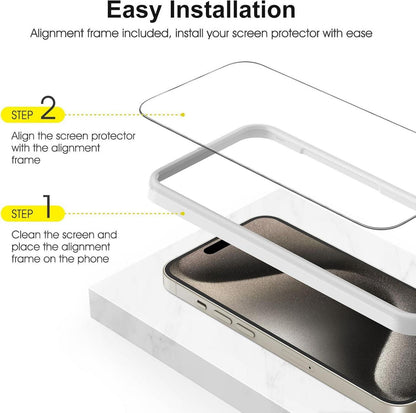 Schutzfolie für iPhone 15 Pro Panzer Schutz Glas 2 Stück Ultra-klar 9H