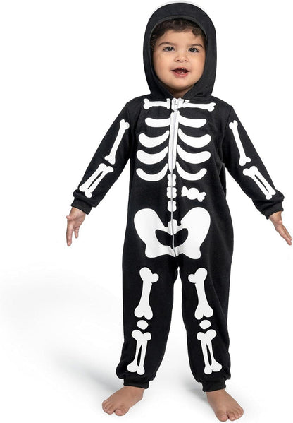 Schwarzer Skelett Jumpsuit Pyjama Halloween Kostüm 18-24 Monate