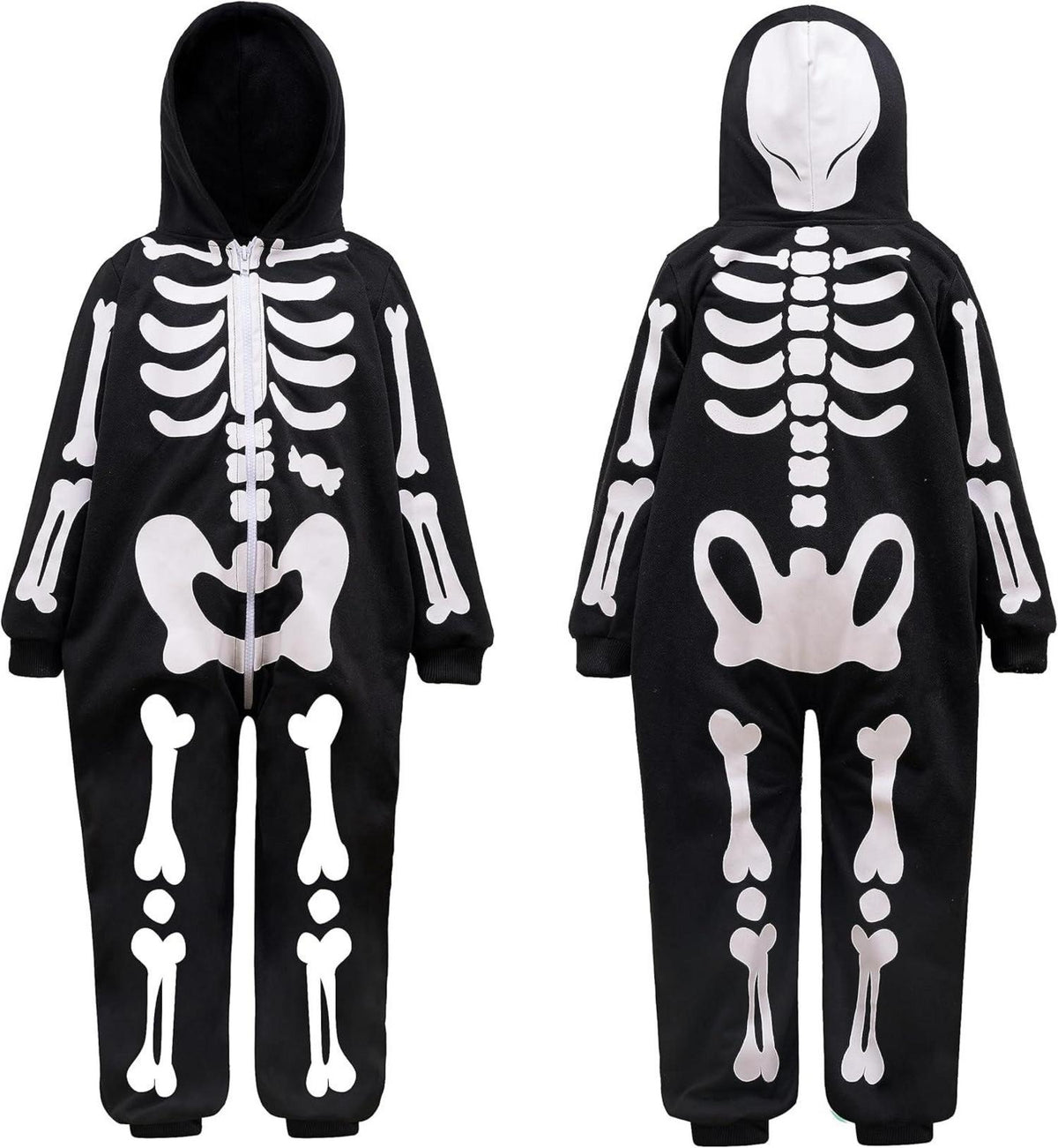 Schwarzer Skelett Jumpsuit Pyjama Halloween Kostüm 18-24 Monate
