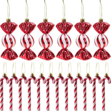 18 Stück Zuckerstangen Weihnachtskugeln Set Glitzer