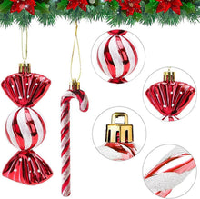 18 Stück Weihnachtsbaumschmuck Zuckerstangen Rot