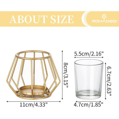 Geometrischer Teelichthalter Gold 2er Set Metall Modern