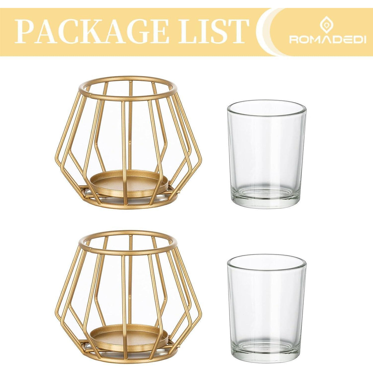 Geometrischer Teelichthalter Gold 2er Set Metall Modern