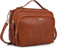 Umhängetasche Damen Crossbody Leder Braun Reißverschluss Handtasche