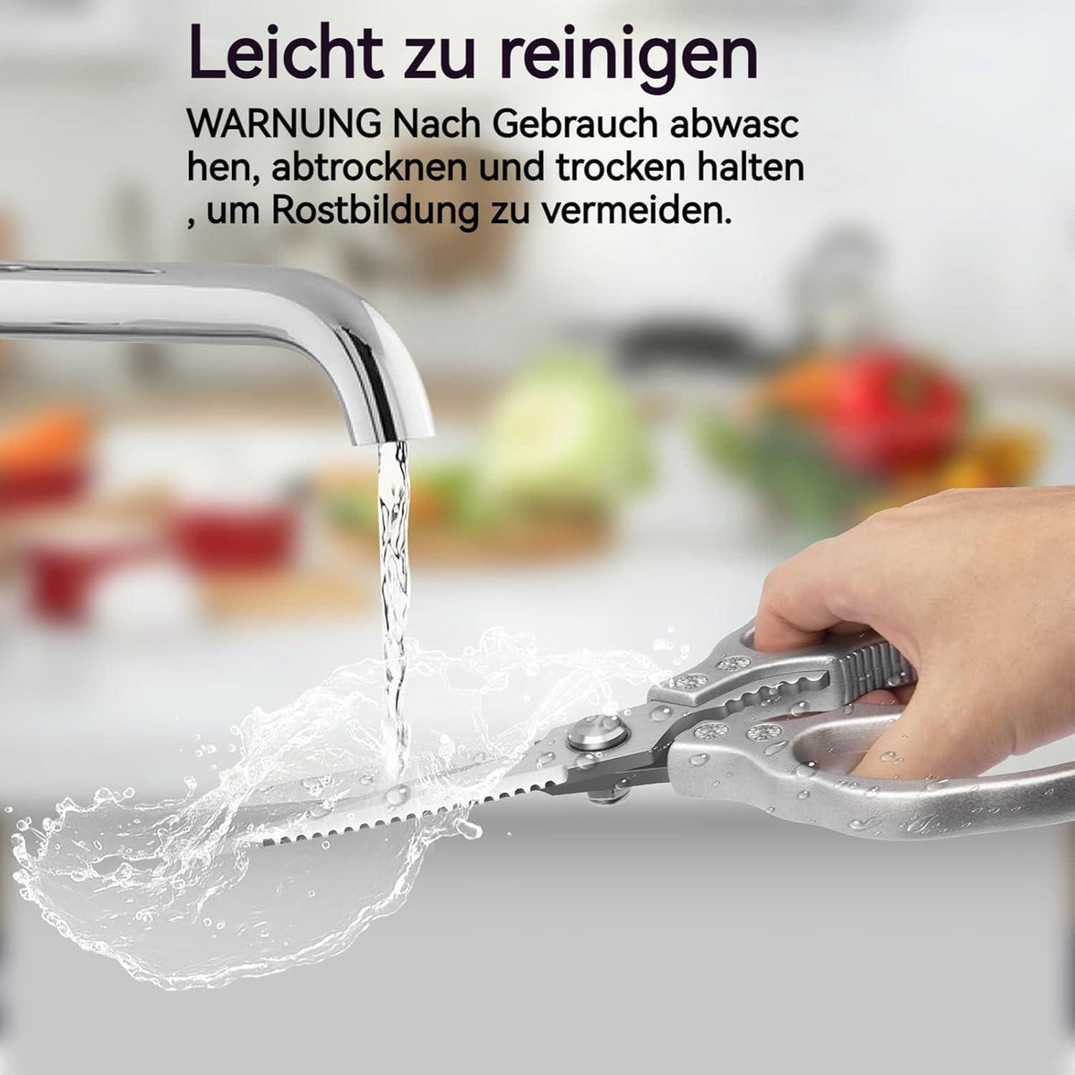 Küchenschere Edelstahl mit Metallgriffen – Vielseitig & Langlebig