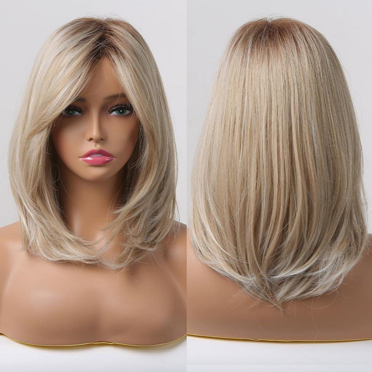 Blonde Bob Perücke mit Pony – Synthetisch & Natürlich Aussehend