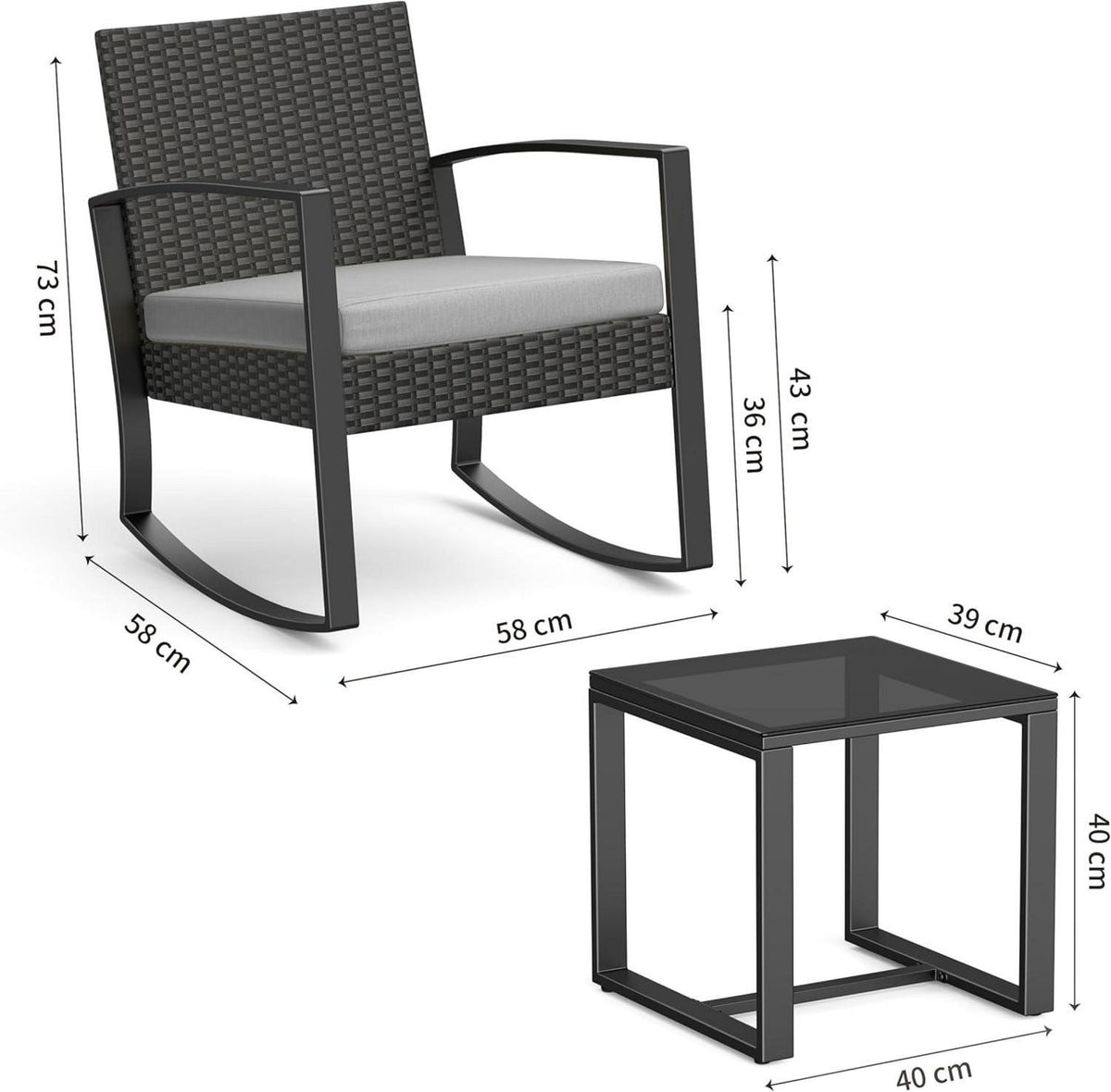 Bealife Gartenmöbel Set 2 Personen Balkon Lounge Outdoor