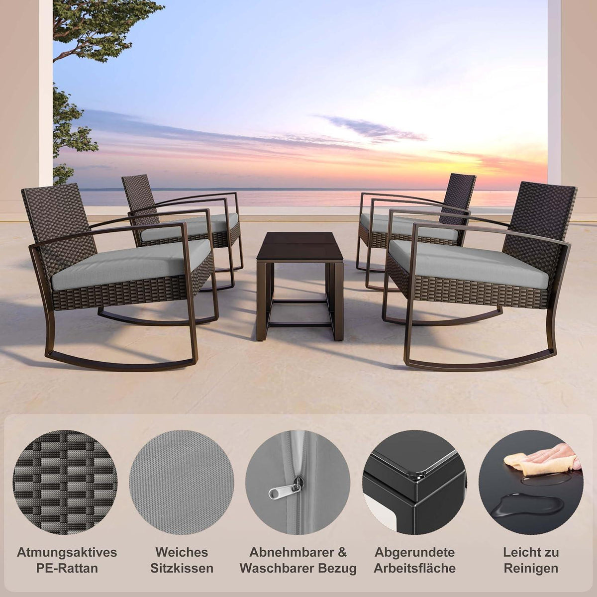 Gartenmöbel Set Balkon Lounge Rattan Outdoor Terrasse Pool