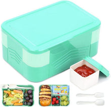 Kinder Lunchbox mit Fächern, Auslaufsicher, BPA-Frei, Minzgrün 1550ML