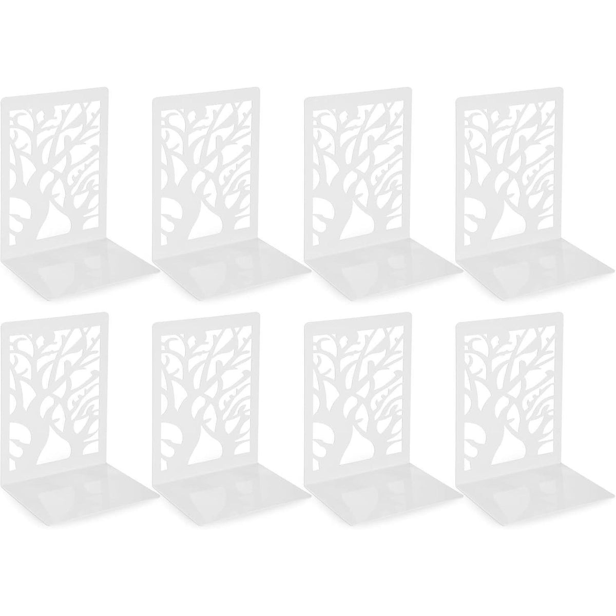 4 Paar Metall Buchstützen mit Blattdesign - Weiß