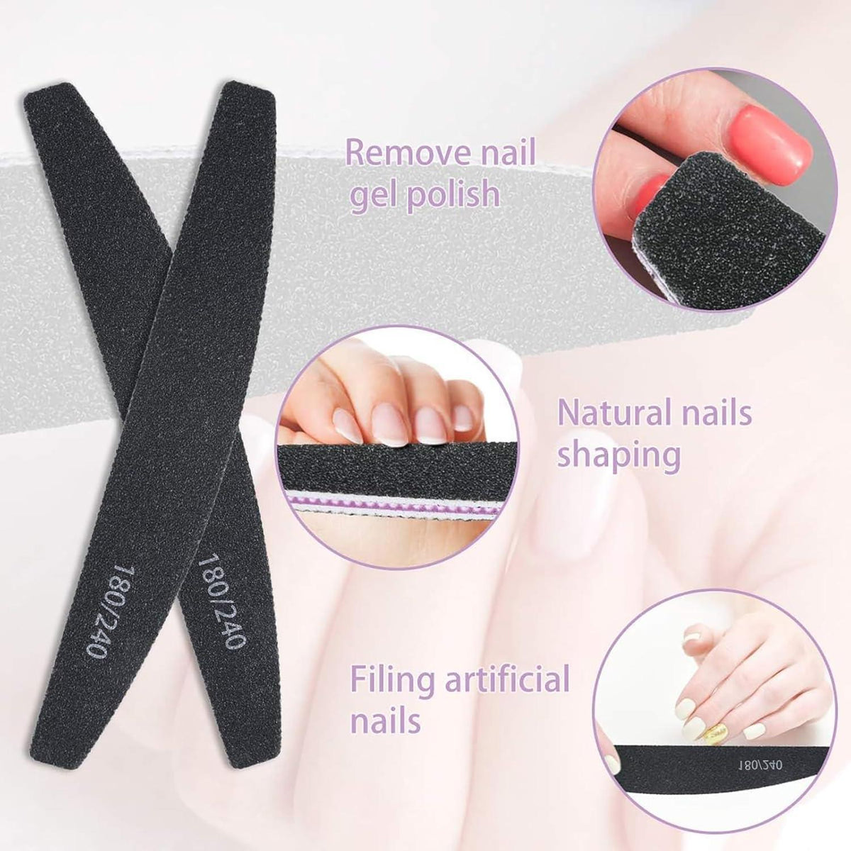 16er Pack Nagelfeilen 180/240 Körnung für Gelnägel & Maniküre