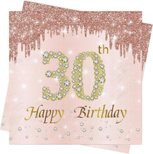 Roségold Diamant Servietten Happy Birthday Set 80 Stück