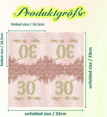 Roségold Diamant Servietten Geburtstag Happy Birthday 80