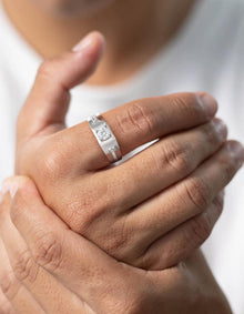 MomentWish Herren Verlobungsring 0,5 Karat Moissanit 925