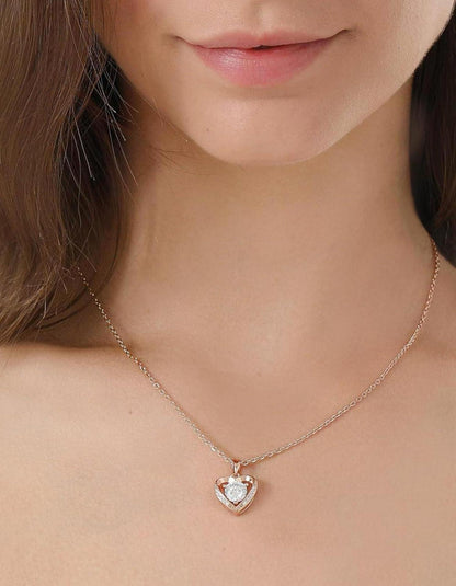 Moissanite Halskette Damen 925 Silber Herzanhänger Rosegold