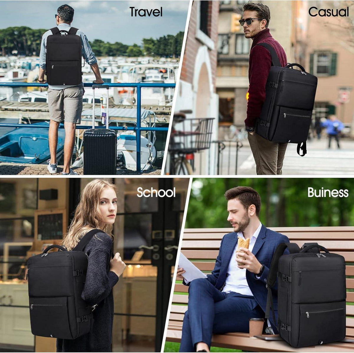 IGOLUMON Rucksack Herren 40L Schwarz 17.3 Zoll Laptop Handgepäck