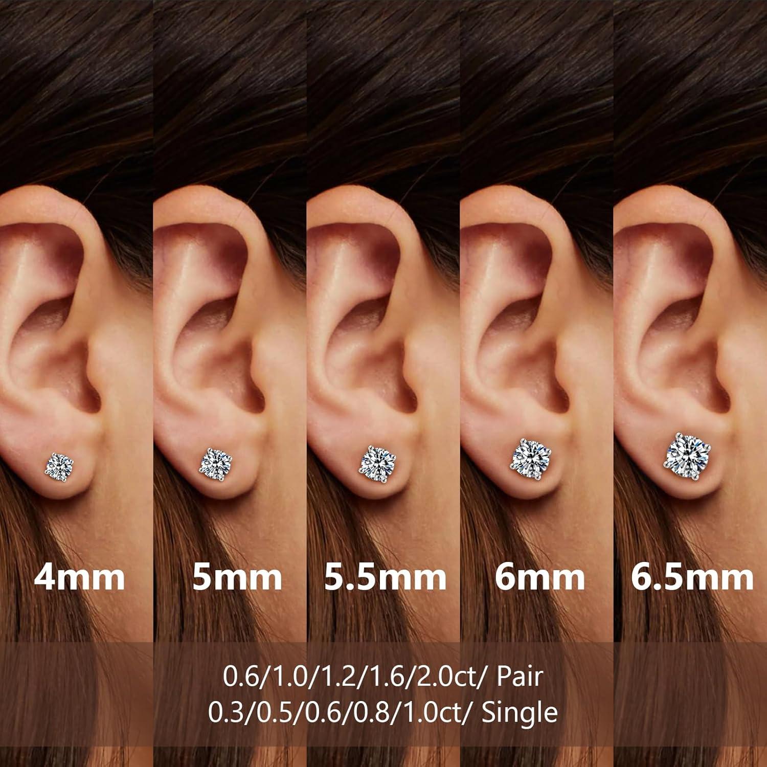 Moissanite Ohrstecker Silber VVS1 D 14K Gold allergiefrei