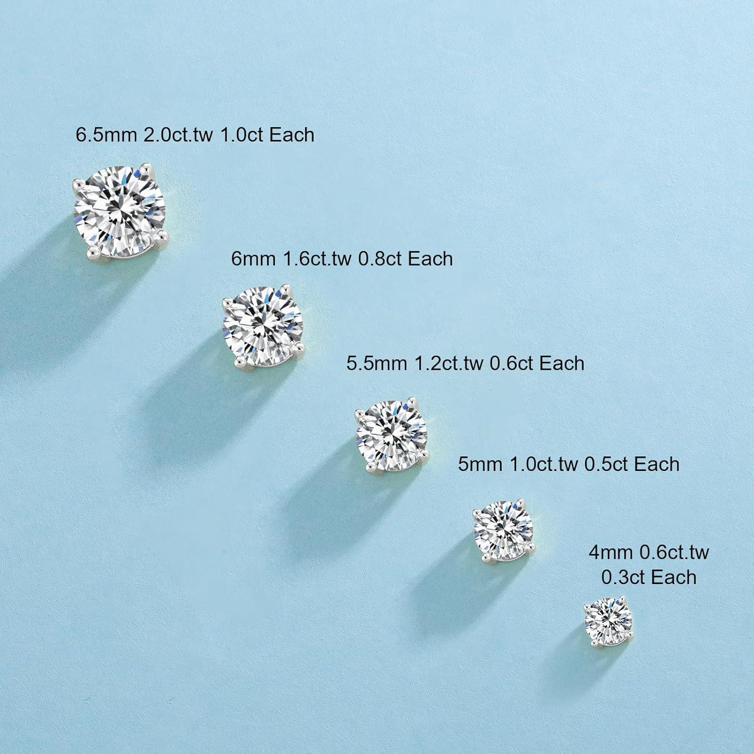 Damen Moissanit Ohrringe 925 Silber 1,0 Karat VVS1 D Ohrstecker