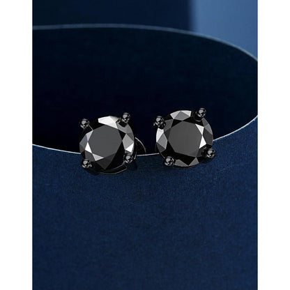 Schwarze Moissanite Ohrstecker 2 Karat 925 Sterling Silber Geschenk