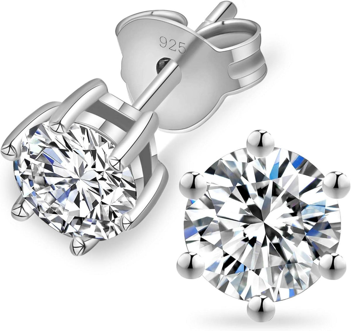 Moissanite Ohrringe Silber 925 Damen 0,6-3 Karat VVS1 D 14K Gold/Weißgold 4,0 mm