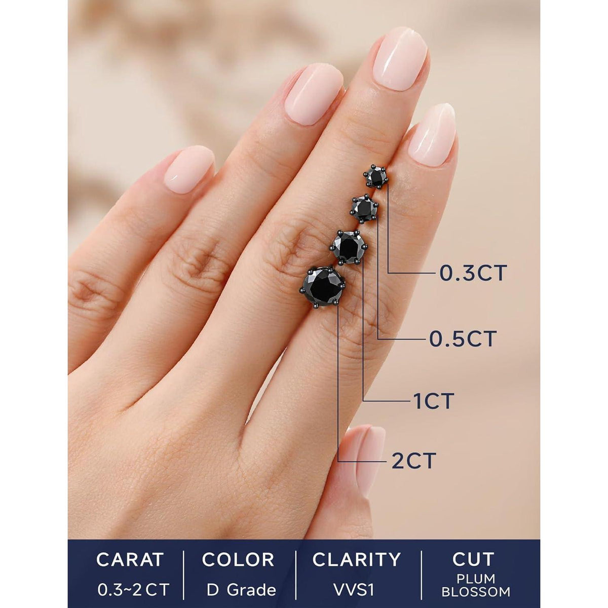 Schwarze Moissanite Ohrstecker 2 Karat 925 Sterling Silber