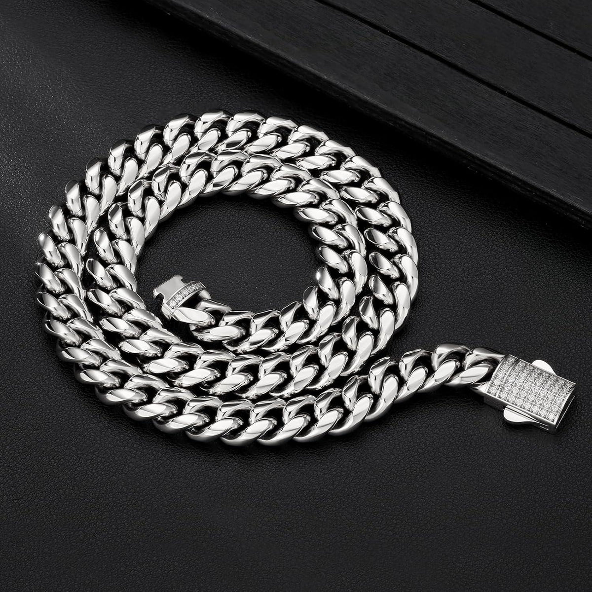 12mm Panzerkette Herren 18K Gold Cuban Link Chain Edelstahl