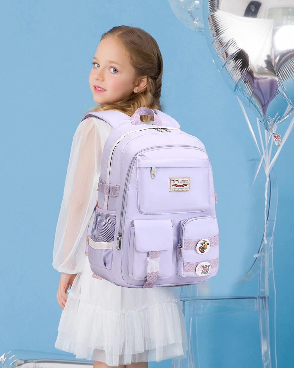 Lila Schulrucksack Damen Teenager Mädchen Daypack Anti-Theft
