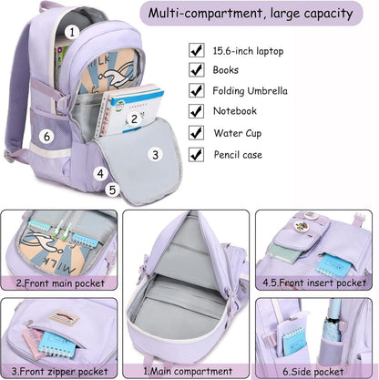Rucksack Damen Schulrucksack Mädchen Teenager Cute Anime Bookbag