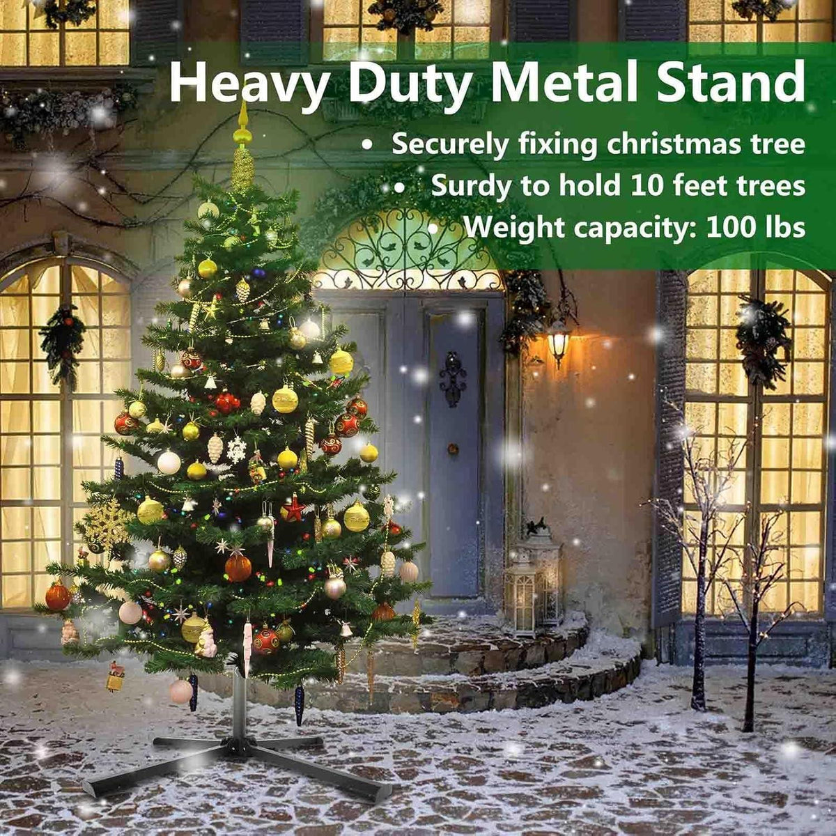 Weihnachtsbaumständer aus Metall für 60-300cm Bäume - Robuster, faltbarer Halter bis 50kg - Universell einstellbar