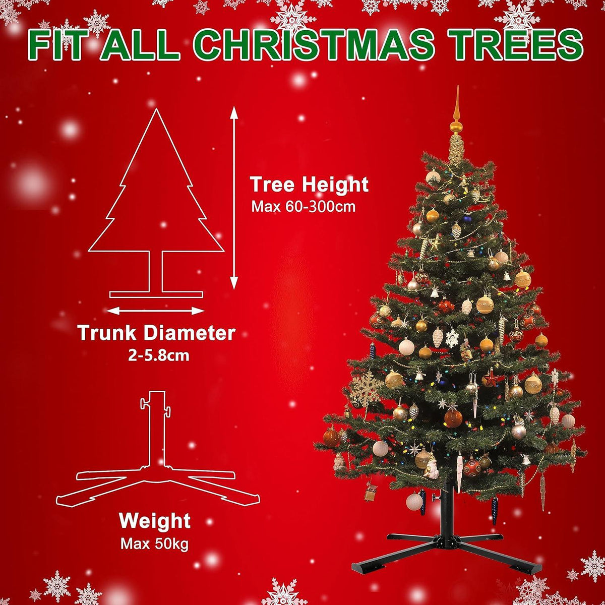 Weihnachtsbaumständer Metall künstlicher Halter 60-300cm robust faltbar bis 50kg