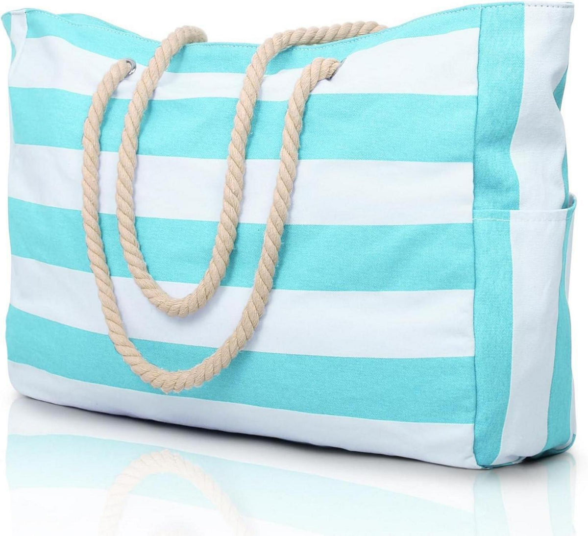 Stilvolle XXL Strandtasche mit Reißverschluss B-seegrün