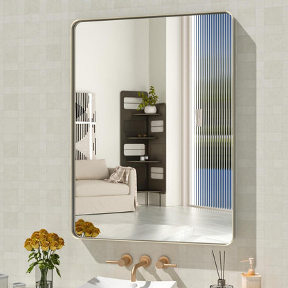Gebürsteter Nickel Badezimmerspiegel 61x81 cm – Moderner Wandspiegel