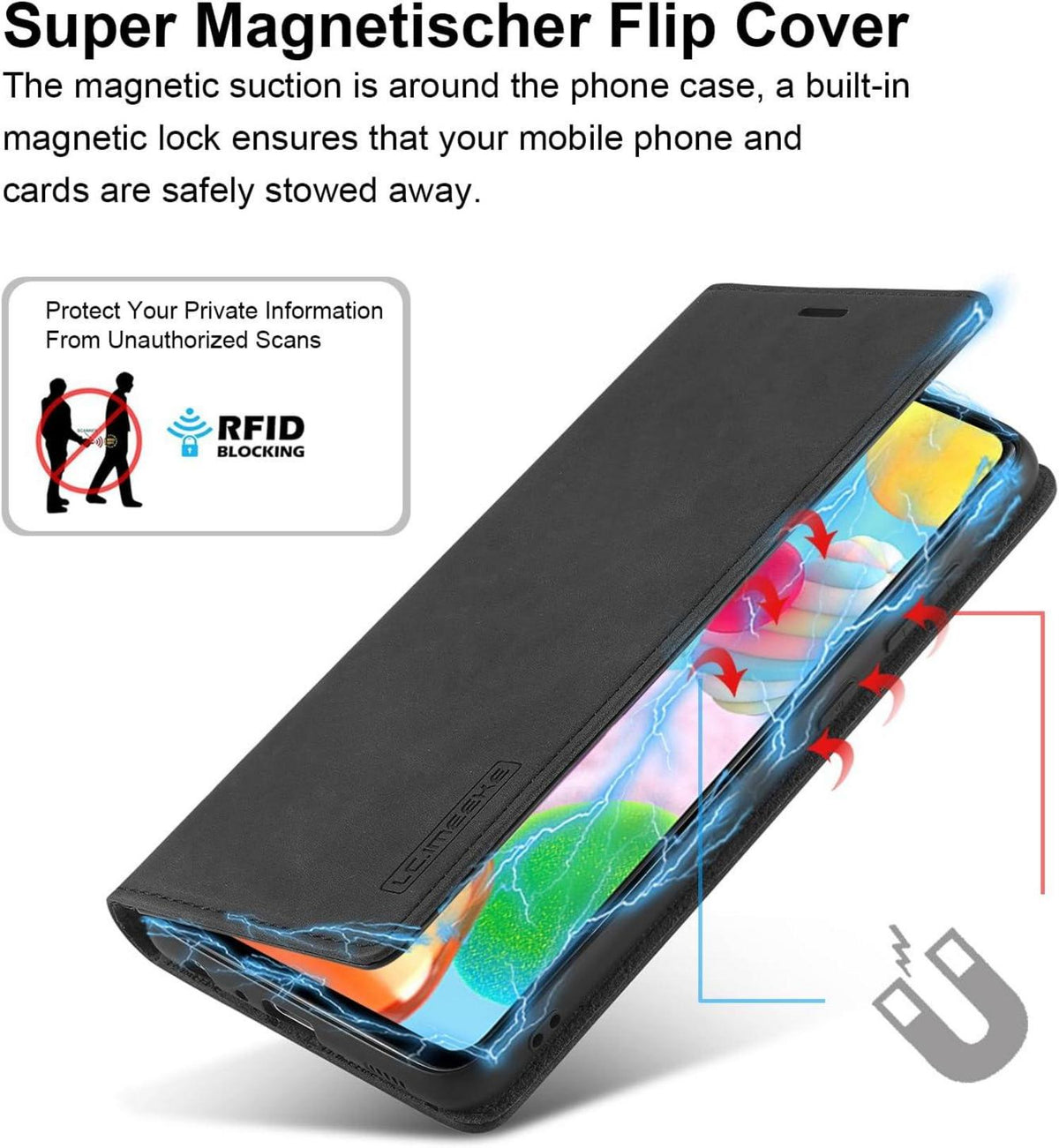 Handyhülle Samsung Galaxy A41 Leder Klappbar Wallet Hülle Magnet