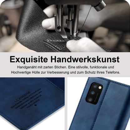 Handyhülle Samsung Galaxy A41 Leder Wallet Schutzhülle Blau
