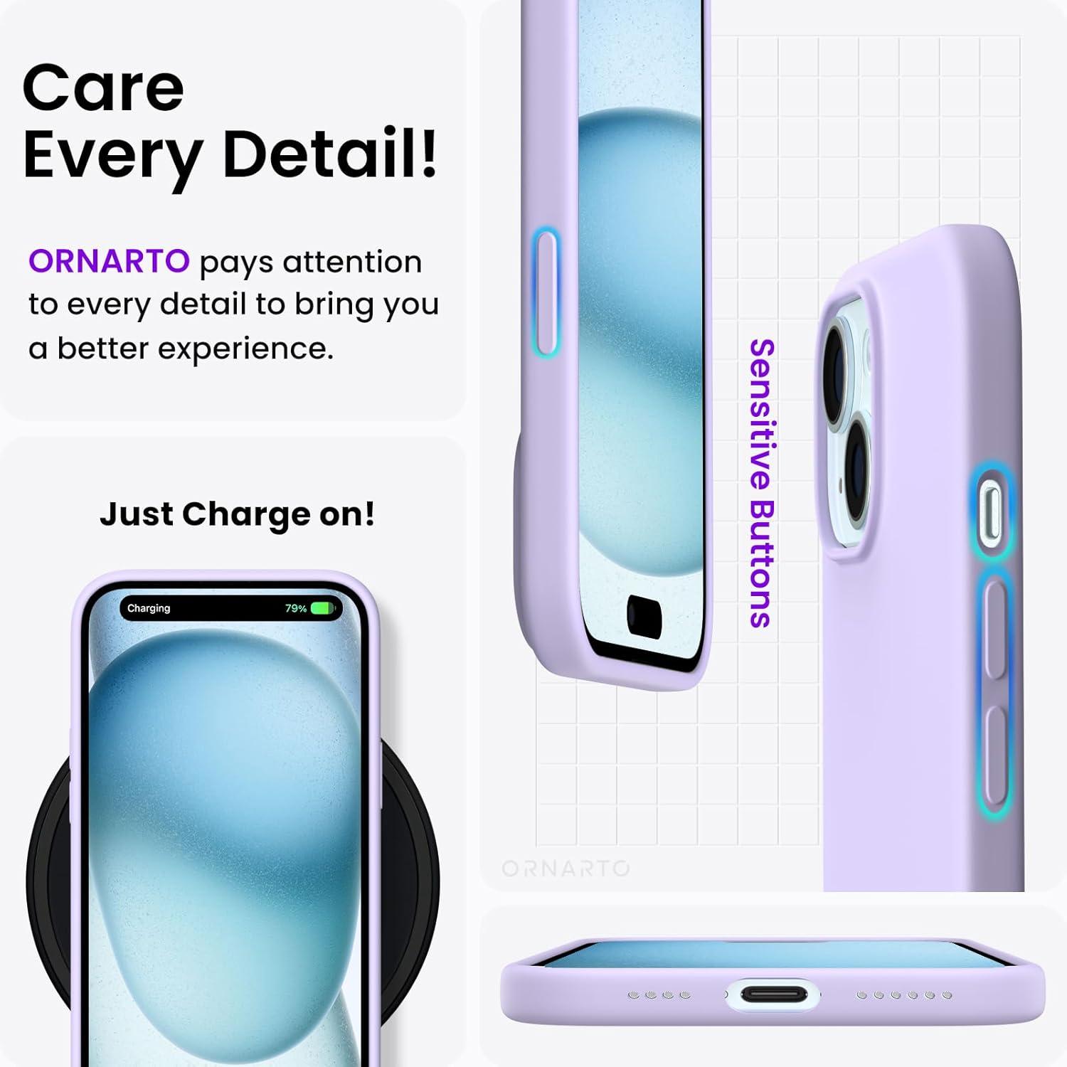 Silikonhülle für iPhone 15 Plus 6,7 Zoll - Ultra-dünn - Stoßfest - Lila